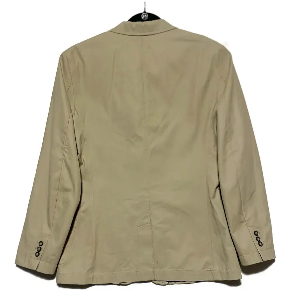 IZOD Men's Khaki Blazer Sport Coat Jacket Size Large Single Breasted Lt Brown